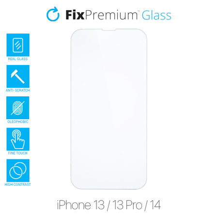 FixPremium Glass - Verre trempé pour iPhone 13, 13 Pro et 14