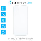 FixPremium Glass - Verre trempé pour iPhone 13, 13 Pro, 14 et 16e