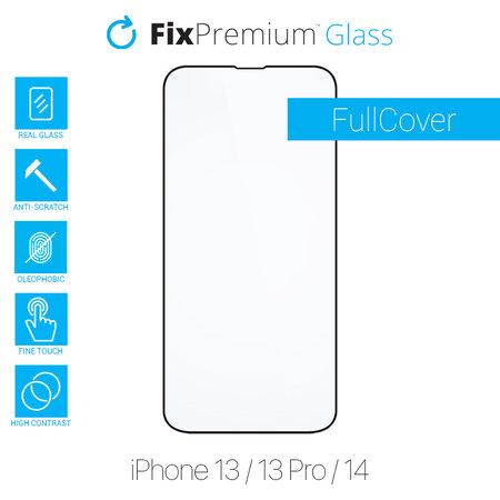 FixPremium FullCover Glass - Verre trempé pour iPhone 13, 13 Pro et 14