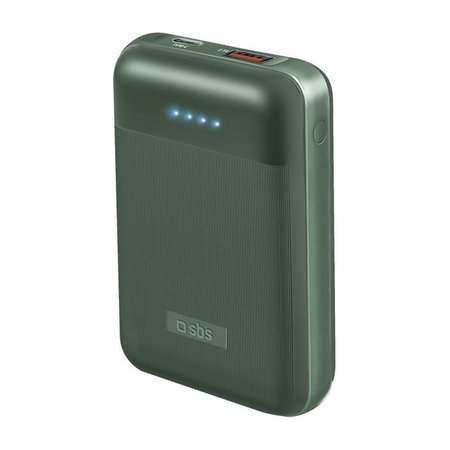 SBS - PowerBank 10 000 mAh, USB, USB-C PowerDelivery 20W, vert