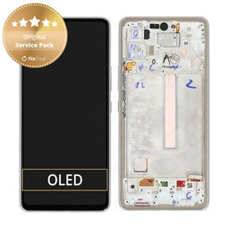 Samsung Galaxy A53 5G A536B - Écran LCD + Écran tactile + Cadre (Blanc génial) - GH82-28024B, GH82-28025B Genuine Service Pack