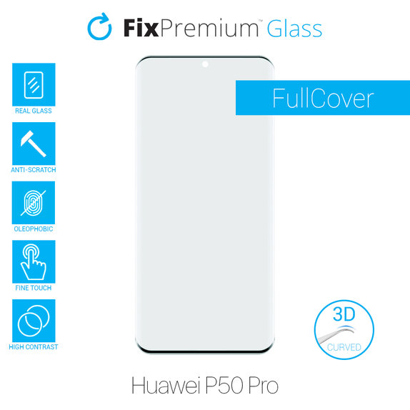 FixPremium FullCover Glass - Verre Trempé 3D pour Huawei P50 Pro