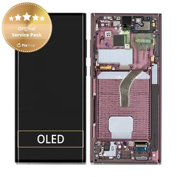 Samsung Galaxy S22 Ultra S908B - Écran LCD + Écran Tactile + Cadre (Bourgogne) - GH82-27488B, GH82-27489B Genuine Service Pack