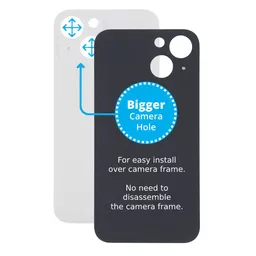 Apple iPhone 13 Mini - Verre du boîtier arrière avec plus grand trou pour l'appareil photo (Starlight)