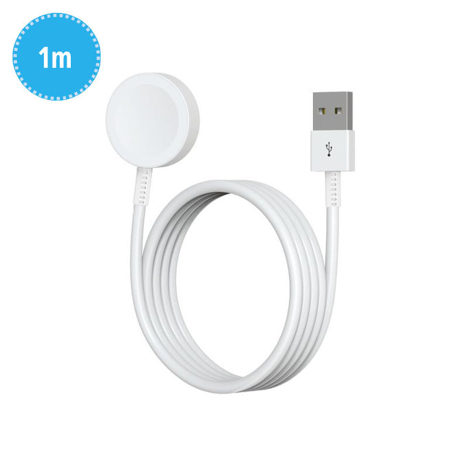 Câble de charge magnétique pour Apple Watch, USB-A, 1 m, plastique, bulk