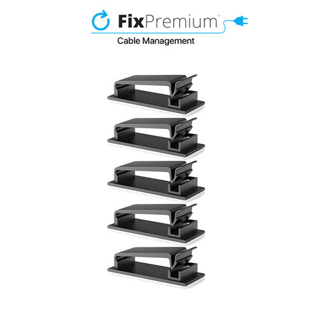 FixPremium - Organisateur de câbles - Clips - Lot de 5, noir