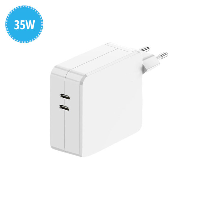 Dual USB-C adaptateur de charge, 35W, compatible avec Apple