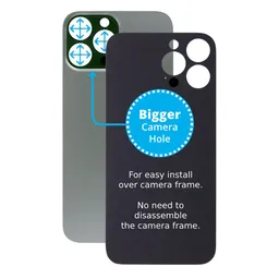 Apple iPhone 13 Pro Max - Verre du boîtier arrière avec plus grand trou pour l'appareil photo (vert alpin)