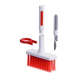 Brosse de nettoyage multifonctionnelle + stylo de nettoyage + extracteur de clé (rouge)