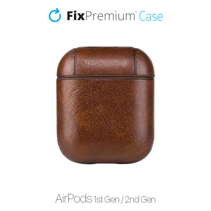 FixPremium - Étui en cuir artificiel pour AirPods 1 & 2, marron