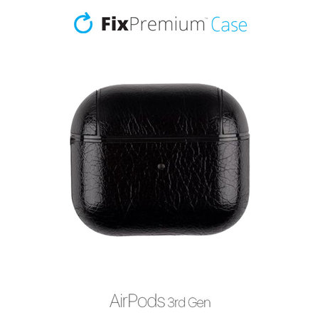 FixPremium - Étui en cuir artificiel pour AirPods 3, noir