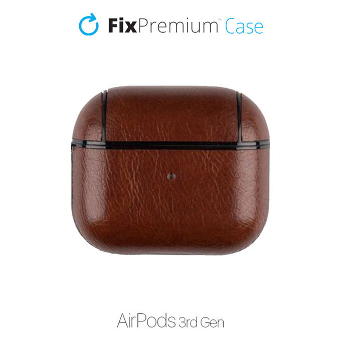 FixPremium - Étui en cuir artificiel pour AirPods 3, marron