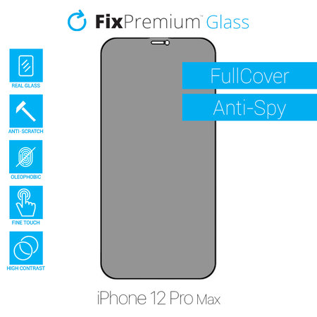 FixPremium Privacy Anti-Spy Glass - Verre Trempé pour iPhone 12 Pro Max