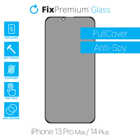 FixPremium Verre anti-espion de confidentialité - Verre trempé pour iPhone 13 Pro Max et 14 Plus