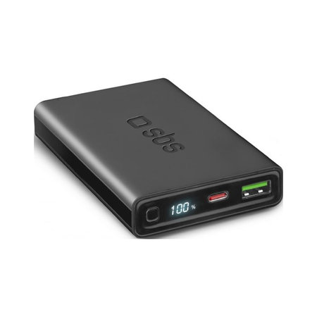 SBS - PowerBank s LCD 10 000 mAh, USB, USB-C PowerDelivery 20W, noir