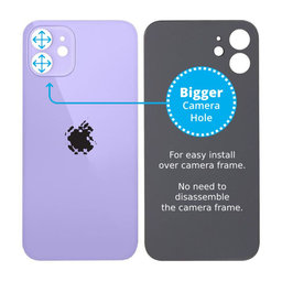 Apple iPhone 12 - Verre du boîtier arrière avec plus grand trou pour l'appareil photo (violet)