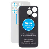 Apple iPhone 14 Pro - Verre du boîtier arrière avec plus grand trou pour l'appareil photo (argent)