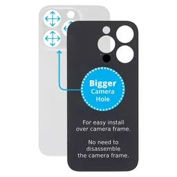 Apple iPhone 14 Pro - Verre du boîtier arrière avec plus grand trou pour l'appareil photo (argent)