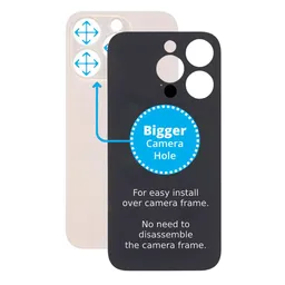 Apple iPhone 14 Pro - Verre du boîtier arrière avec plus grand trou pour l'appareil photo (or)