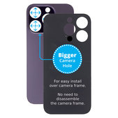 Apple iPhone 14 Pro - Verre du boîtier arrière avec plus grand trou pour l'appareil photo (violet foncé)