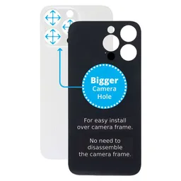 Apple iPhone 14 Pro Max - Verre du boîtier arrière avec plus grand trou pour l'appareil photo (argent)