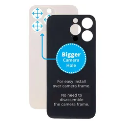 Apple iPhone 14 Pro Max - Verre du boîtier arrière avec plus grand trou pour l'appareil photo (Or)