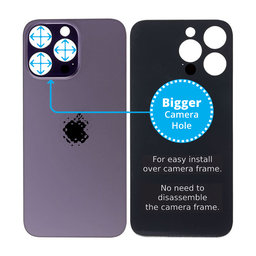 Apple iPhone 14 Pro Max - Verre du boîtier arrière avec plus grand trou pour l'appareil photo (violet foncé)