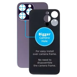 Apple iPhone 14 Pro Max - Verre du boîtier arrière avec plus grand trou pour l'appareil photo (violet foncé)