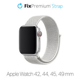 FixPremium - Bracelet en nylon pour Apple Watch (42, 44, 45 et 49 mm), blanc