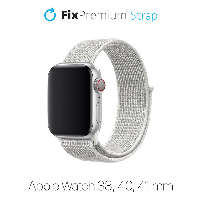 FixPremium - Bracelet en nylon pour Apple Watch (38, 40 et 41 mm), blanc