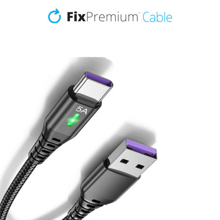 FixPremium - Indicateur LED du câble USB-C / USB (1m), noir