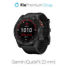 FixPremium - Bracelet en silicone pour Garmin (QuickFit 22 mm), noir