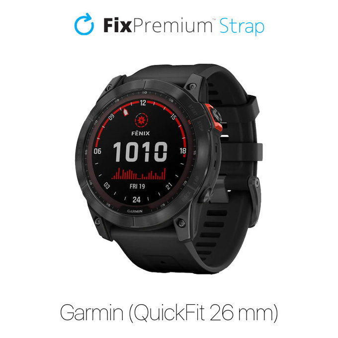 FixPremium - Bracelet en silicone pour Garmin (QuickFit 26 mm), noir