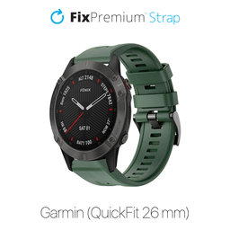 FixPremium - Bracelet en silicone pour Garmin (QuickFit 26 mm), vert foncé