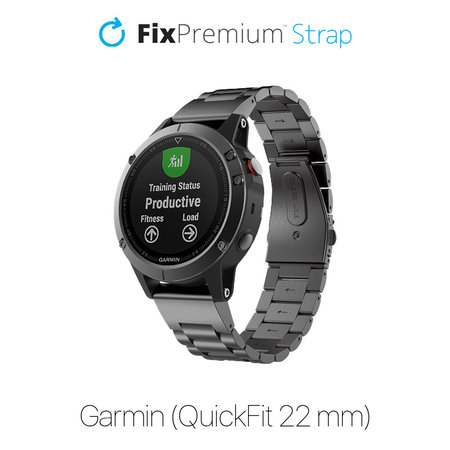 FixPremium - Bracelet en acier inoxydable pour Garmin (QuickFit 22 mm), noir