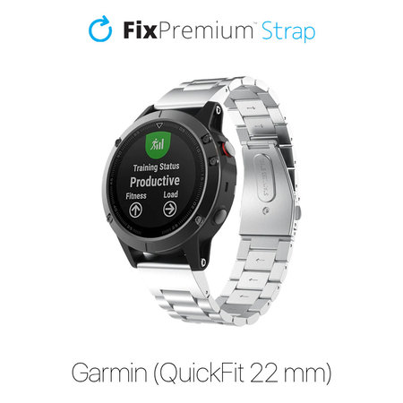 FixPremium - Bracelet en acier inoxydable pour Garmin (QuickFit 22 mm), argent