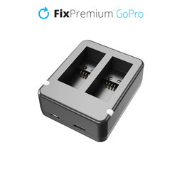 FixPremium - Station de charge pour 2 batteries GoPro (Hero (2018)/Hero 5/Hero 6/Hero 7/Hero 8), noir