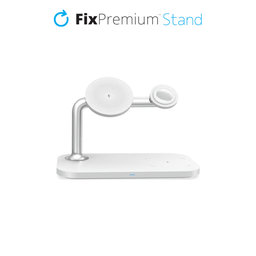 FixPremium - Support MagSafe 3en1 pour iPhone, Apple Watch et AirPods, blanc