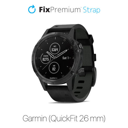 FixPremium - Bracelet en cuir pour Garmin (QuickFit 26mm), noir