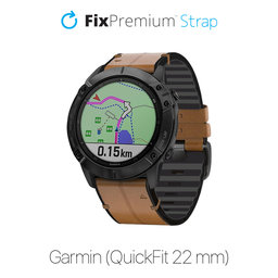 FixPremium - Bracelet en cuir pour Garmin (QuickFit 22mm), marron clair