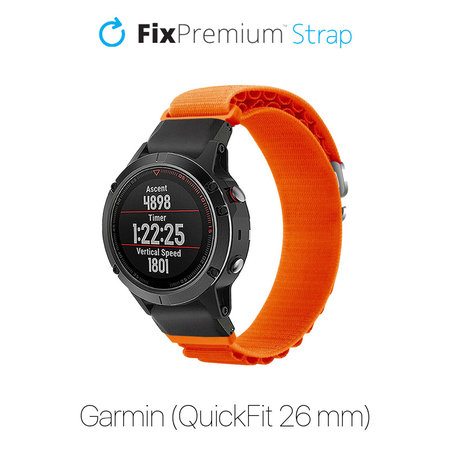 FixPremium - Sangle Alpine Loop pour Garmin (QuickFit 26mm), orange