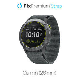 FixPremium - Bracelet en nylon pour Garmin (26 mm), gris