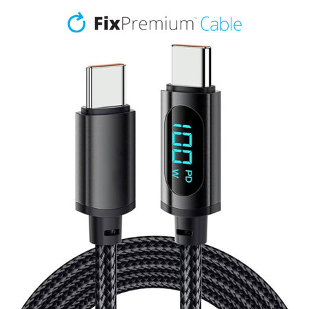 FixPremium - Câble USB-C / USB-C Fonction Power Delivery (1m), noir