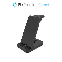 FixPremium - Support pliable 3 en 1 pour iPhone, Apple Watch et AirPods, noir