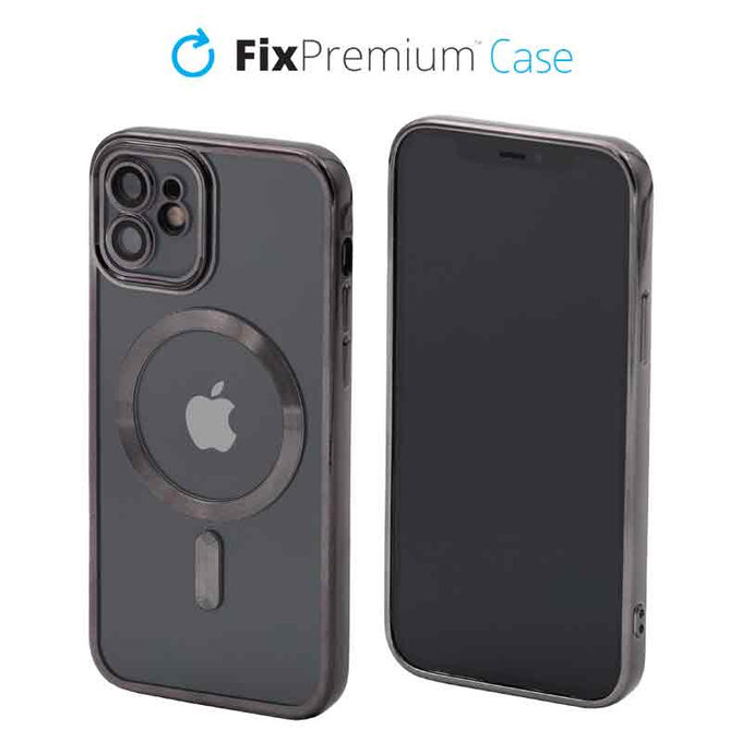 FixPremium - Étui Crystal avec MagSafe pour iPhone 12, noir