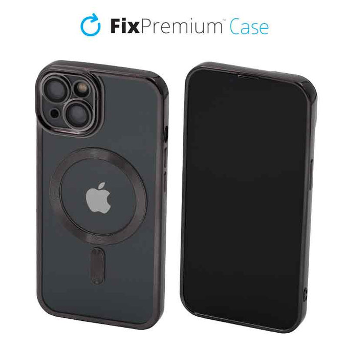 FixPremium - Étui Crystal avec MagSafe pour iPhone 13 & 14, noir