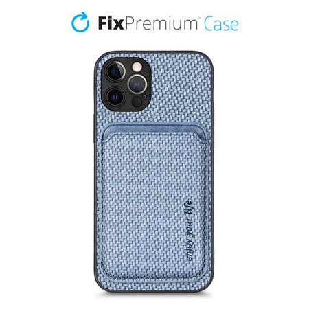 FixPremium - Étui Carbon s MagSafe Wallet pour iPhone 12 Pro Max, bleu