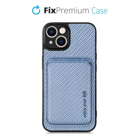 FixPremium - Étui Carbon s MagSafe Wallet pour iPhone 13 mini, bleu