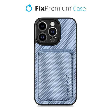 FixPremium - Étui Carbon s MagSafe Wallet pour iPhone 13 Pro Max, bleu