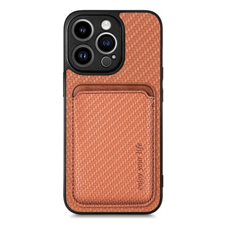 FixPremium - Étui Carbon s MagSafe Wallet pour iPhone 13 Pro Max, marron